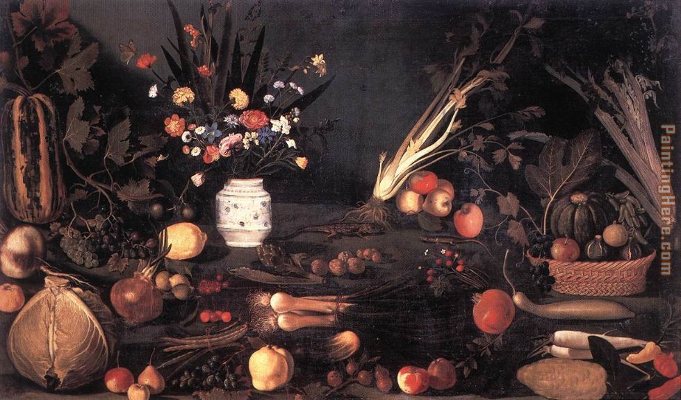 Still Life with Flowers and Fruit painting - Caravaggio Still Life with Flowers and Fruit art painting